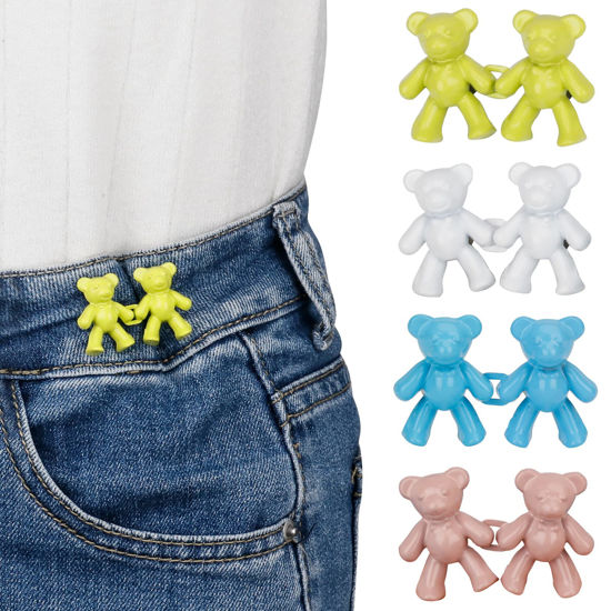  TOOVREN Cute Bear Button Pins for Jeans, No Sew and No Tools  Instant Pant Waist Tightener, Adjustable Jean Buttons Pins for Loose Jeans  4 Sets Replacement Pant Clips for Waist Buckle 