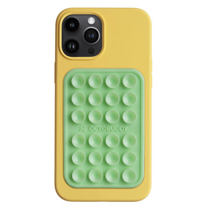 Picture of || OCTOBUDDY MAX || Silicone Suction Phone Case Adhesive Mount || Compatible with iPhone and Android, Anti-Slip Hands-Free Mobile Accessory Holder for Selfies and Videos (MAX - Green Ash)