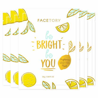 Picture of FACETORY Be Bright Be You Illuminating Foil Sheet Mask with Vitamin C - Moisturizing, Revitalizing, and Illuminating Face Mask, Great for All Skin Types (Pack of 5)