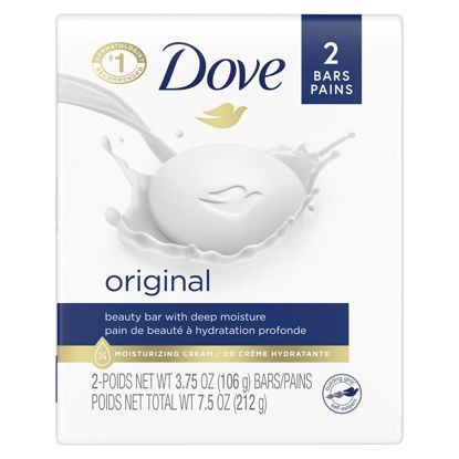 Picture of Dove Beauty Bar Gentle Skin Cleanser Moisturizing for Gentle Soft Skin Care Original Made With 1/4 Moisturizing Cream 3.75 oz 2 Bars, Pack of 12