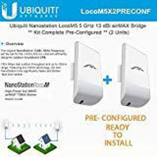 Picture of Ubiquiti LocoM5 X 2 Units Bridge Kit Complete Pre-Configured Nanostation Loco M5