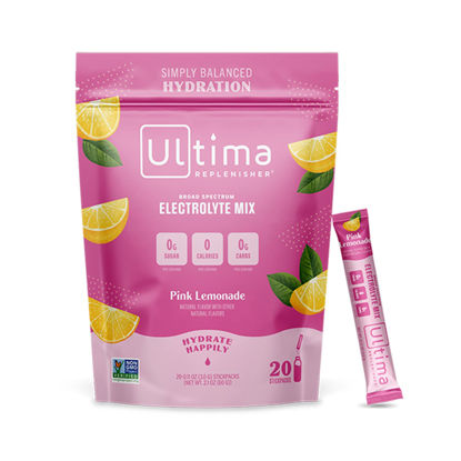 Picture of Ultima Replenisher Hydration Electrolyte Packets- 20 Count- Keto & Sugar Free- On the Go Convenience- Feel Replenished, Revitalized- Non-GMO & Vegan Electrolyte Drink Mix- Pink Lemonade
