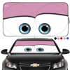 Picture of Gven Windshield Shade, Car Sun Shade for Front Windshield Funny Car Eyes Sunshades Sun Visor Protector Blocks UV Rays Foldable 210T Keep Your Vehicle Cool (Eyes-Pink, Large)