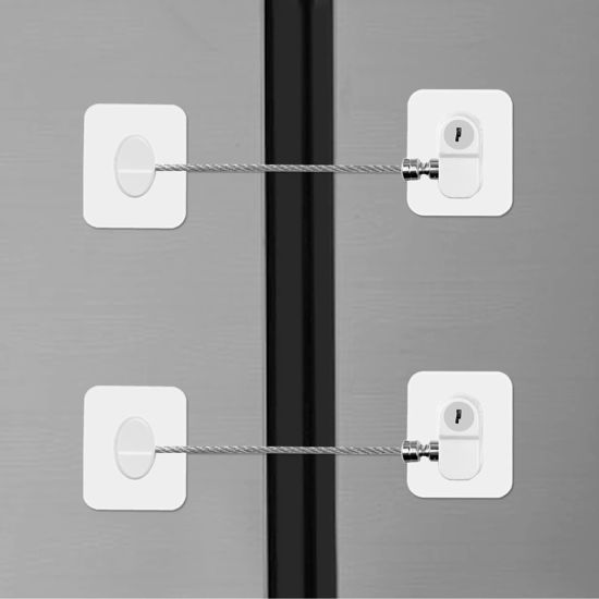 GetUSCart- 2 Pcs Refrigerator Lock, Fridge Locks for Kids, Cabinet Locks  with Keys, Mini Fridge Locks for Kids, Used in Refrigerator Door, Cabinets,  Drawers, Toilet Seat (White Square-2 Pack)