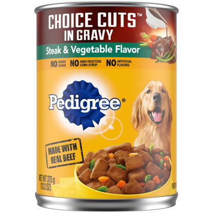 Picture of PEDIGREE CHOICE CUTS IN GRAVY Adult Canned Soft Wet Dog Food, Steak & Vegetable Flavor, 13.2 oz. Cans (Pack of 12)