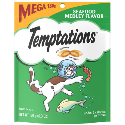 Picture of TEMPTATIONS Classic Treats for Cats Seafood Medley Flavor 6.3 Ounces (Pack of 10)