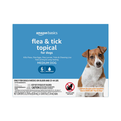 Picture of Amazon Basics Flea and Tick Topical Treatment for Medium Dogs (23-44 pounds), 6 Count (Previously Solimo)