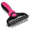 Picture of Maxpower Planet Pet Grooming Brush - Double Sided Shedding and Dematting Undercoat Rake Comb for Dogs and Cats,Extra Wide, Pink