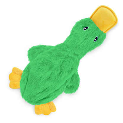 Picture of Best Pet Supplies Crinkle Dog Toy for Small, Medium, and Large Breeds, Cute No Stuffing Duck with Soft Squeaker, Fun for Indoor Puppies and Senior Pups, Plush No Mess Chew and Play - Light Green