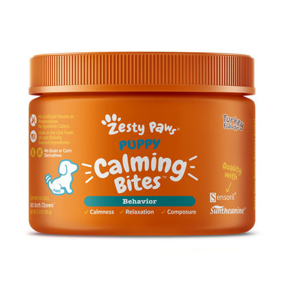 Picture of Zesty Paws Calming Chews for Dogs - Composure & Relaxation for Everyday Stress & Separation - with Ashwagandha, Organic Chamomile, L-Theanine & L-Tryptophan - Turkey Puppy - 90 Count