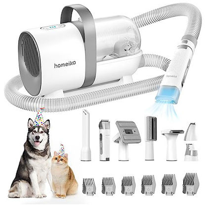 Picture of Homeika Pet Grooming Kit & Dog Hair Vacuum 99% Pet Hair Suction, 1.5L Pet Vacuum Groomer with 8 Pet Grooming Tools, 6 Nozzles, Quiet Dog Brush Vacuum with Nail Grinder/Paw Trimmer for Dogs Cats, Gray