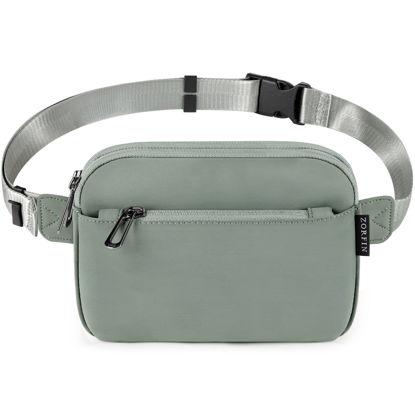 Picture of ZORFIN Fanny Packs for Women Men, Crossbody Fanny Pack, Belt Bag with Adjustable Strap, Fashion Waist Pack for Outdoors/Workout/Traveling/Casual/Running/Hiking/Cycling (Light Gray, Gray Zipper)