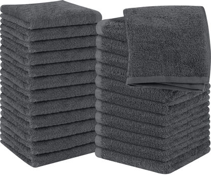 Picture of Utopia Towels Cotton Washcloths Set - 100% Ring Spun Cotton, Premium Quality Flannel Face Cloths, Highly Absorbent and Soft Feel Fingertip Towels (24 Pack, Grey)