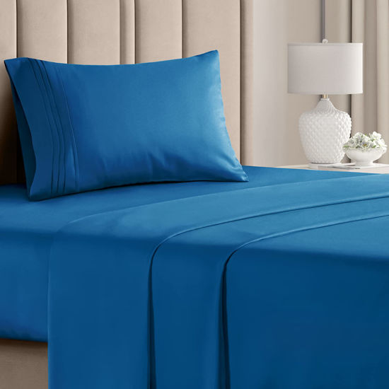 Royal blue twin deals sheet set