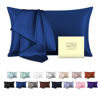 Picture of Natural Mulberry Silk Pillowcase for Hair and Skin Queen Size 20"X30" Silk Pillow Case with Hidden Zipper Soft Breathable Smooth Cooling Silk Pillow Covers for Sleeping(Royal Blue,Queen,1Pcs)