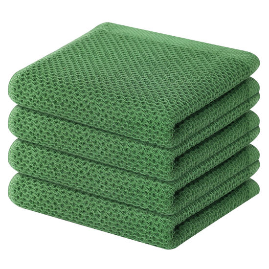 Homaxy 100% Cotton Waffle Weave Kitchen Dish Towels, Ultra Soft Absorbent  Quick Drying Cleaning Towel, 13x28 Inches, 4-Pack, Grass Green