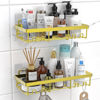 Picture of Moforoco Shower Caddy Shelf Organizer Rack, Self Adhesive Gold Bathroom Shelves Basket, Home Farmhouse Wall Shower Inside Organization and Storage Decor Rv Accessories, First Apartment Essentials