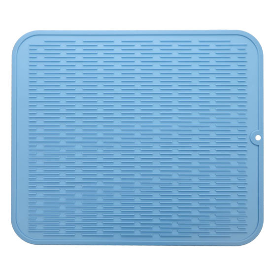 Picture of MicoYang Silicone Dish Drying Mat for Multiple Usage,Easy clean,Eco-friendly,Heat-resistant Silicone Mat for Kitchen Counter or Sink,Refrigerator or Drawer Liner Light Blue XXL 24 inches x 18 inches
