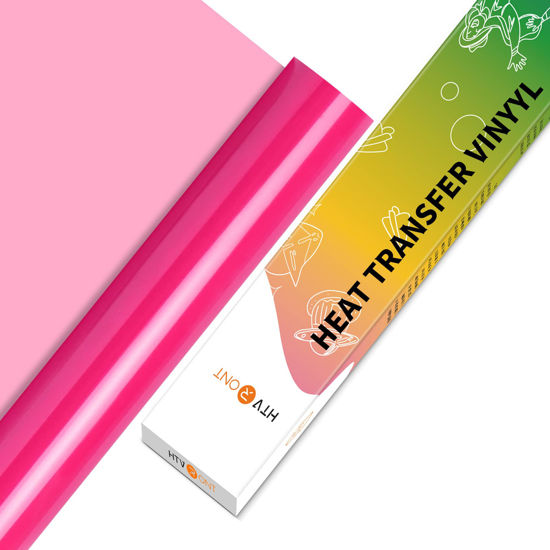 Picture of HTVRONT htv Rolls Heat Transfer Vinyl - 12" x 5ft for Shirts, Iron on Vinyl for All Cutter Machine - Easy to Cut & Weed for Heat Vinyl Design ([neon pink])
