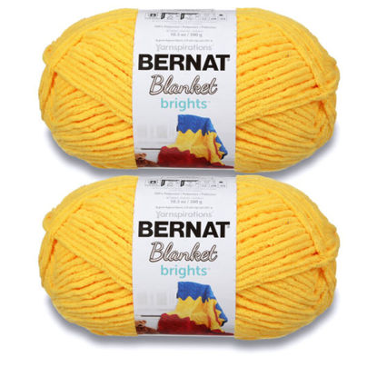 Picture of Bernat Blanket Brights School Bus Yellow Yarn - 2 Pack of 300g/10.5oz - Polyester - 6 Super Bulky - 220 Yards - Knitting/Crochet