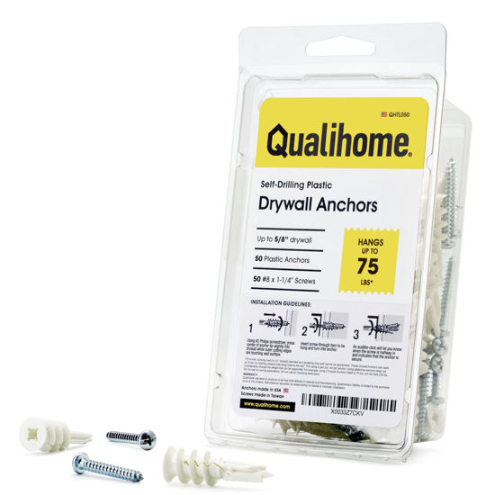 GetUSCart 8 Self Drilling Drywall Plastic Anchors with Screws No