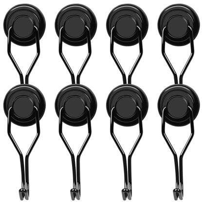 Picture of LOVIMAG Magnetic Hooks Heavy Duty, Strong Swivel Magnet Hooks for Hanging, 75lbs Black Magnetic Hooks for Grill, Cruise Cabins, Refrigerator, Classroom, Kitchen- Pack of 8