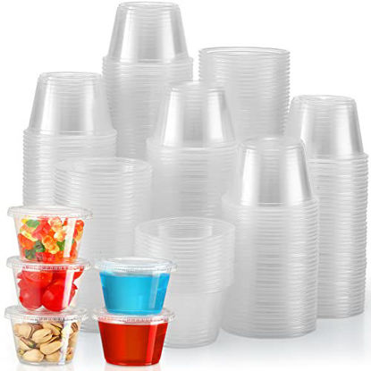Picture of VITEVER [120 Sets - 4 oz ] Portion Cups With Lids, Small Plastic Containers with Lids, Airtight and Stackable Souffle Cups, Jello Shot Cups, Sauce Cups, Condiment Cups for Lunch, Party, Trips
