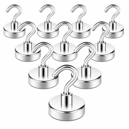 Picture of Neosmuk Magnetic Hooks, Heavy Duty Earth Magnets with Hook for Refrigerator, Extra Strong Cruise Hook for Hanging, Magnetic Hanger for Curtain, Grill(Pack of 10)