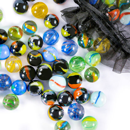 Picture of POPLAY 60PCS Colorful Glass Marbles,9/16 inch Marbles Bulk for Kids Marble Games,DIY and Home Decoration