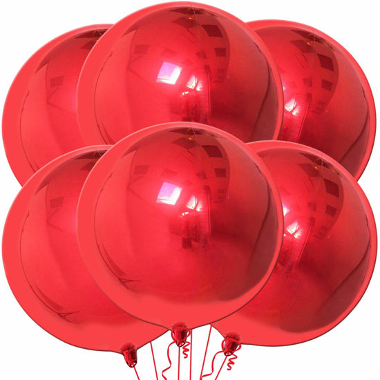 GetUSCart KatchOn Big Red Metallic Balloons 22 Inch Pack of 6