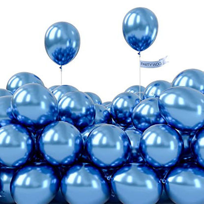 Picture of PartyWoo Metallic Blue Balloons, 50 pcs 5 Inch Blue Metallic Balloons, Metallic Balloons for Balloon Garland Party Decorations, Birthday Decorations, Wedding Decorations, Baby Shower Decorations