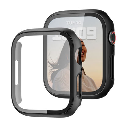 Picture of 2 Pack Case with Tempered Glass Screen Protector for Apple Watch Series 6/5/4/SE(2022) 40mm,JZK Slim Guard Bumper Full Coverage Hard PC Protective Cover HD Ultra-Thin Cover for iWatch 40mm,Black