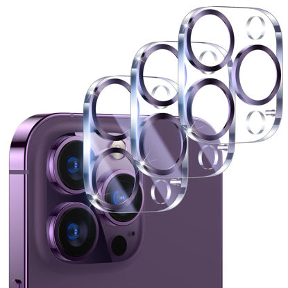 Picture of UniqueMe [3 Pack Compatible for iPhone 14 Pro Max/iPhone 14 Pro Camera Lens Protector,[Case Friendly][Scratch-Resistant] - Purple