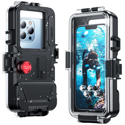Picture of Temdan Underwater Case only for iPhone Series,Diving Phone Case [Operated Underwater][98FT/30M] Photo Video, Deep Water Photography Waterproof Case for iPhone 14/13/12/11/SE/X/7/8 Series Phone - Black