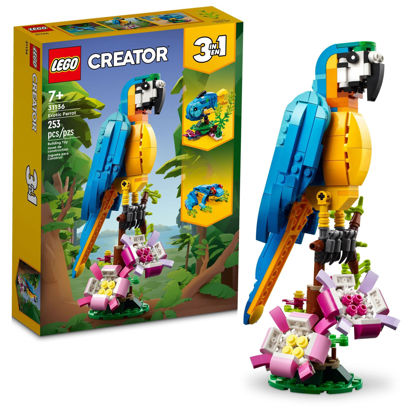 Picture of LEGO Creator 3 in 1 Exotic Parrot to Frog to Fish 31136 Animal Figures Building Toy, Creative Toys for Kids Ages 7 and Up