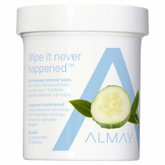 Picture of Almay Longwear & Waterproof Eye Makeup Remover Pads, Hypoallergenic, Cruelty Free, Ophthalmologist Tested, 80 Pads