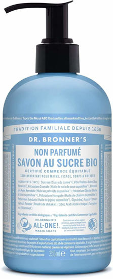 Picture of Dr. Bronner’s - Organic Sugar Soap (Baby Unscented, 24 Ounce) - Made with Organic Oils, Sugar and Shikakai Powder, 4-in-1 Use: Hands, Body, Face and Hair, Moisturizes and Nourishes, No Added Fragrance