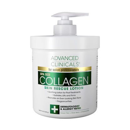 Picture of Advanced Clinicals Collagen Lotion Dry Skin Rescue Face & Body Moisturizing Skin Care Cream For Lifting, Firming, & Tightening Skin. Anti Aging Skincare Moisturizer Helps Hydrate Skin, Large 16 Ounce