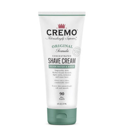 Picture of Cremo Barber Grade Silver Water & Birch Shave Cream, Astonishingly Superior Ultra-Slick Shaving Cream Fights Nicks, Cuts and Razor Burn, 6 Fl Oz