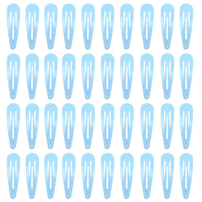 Picture of 40 Counts Blue Color Metal Snap Hair Clips 2 Inch Barrettes for Women Accessories