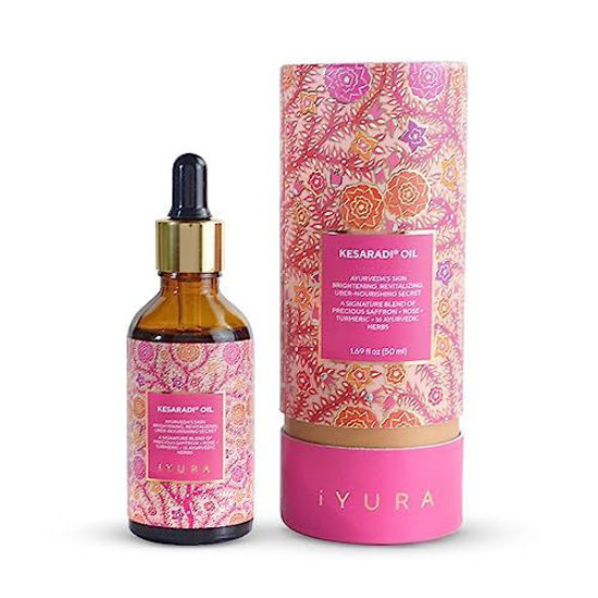 Picture of iYURA Kesaradi Face Oil - 5000-year-old Recipe with Exotic Saffron, Turmeric & Rose - For Visibly Brighter Skin - 100% Natural Ayurvedic Face Moisturizer for Dry, Sensitive Skin, 1.69 fl oz