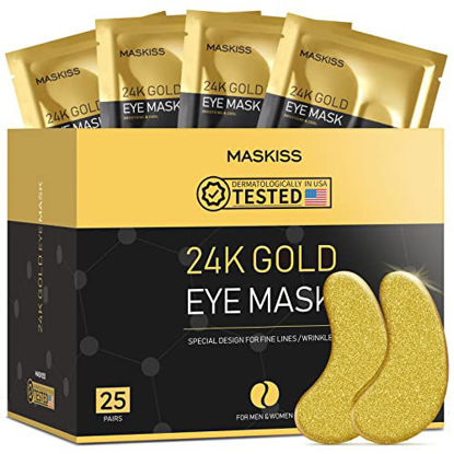 Picture of Maskiss 25-Pairs 24K Gold Under Eye Patches/Masks for Puffy Eyes, Dark Circles and Puffiness, Collagen Skin Care Products