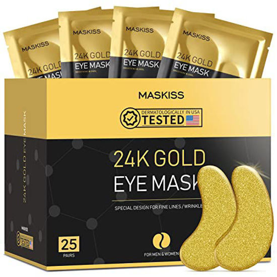 Picture of Maskiss 25-Pairs 24K Gold Under Eye Patches/Masks for Puffy Eyes, Dark Circles and Puffiness, Collagen Skin Care Products
