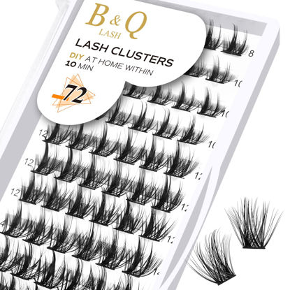 Picture of B43 D Curl 8-16MIX Eyelash Extensions 72 Clusters C D Curl B&Q LASH Wispy Volume Individual Lashes Cluster DIY at Home (B43,D-8-16MIX)