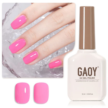 Picture of GAOY Bright Pink Gel Nail Polish, 16ml Soak Off UV Light Cure Gel Polish for Nail Art DIY Manicure at Home, Color 1526