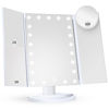 Picture of Makeup Mirror Vanity Mirror with Lights, 2X 3X 10X Magnification, Lighted Makeup Mirror, Touch Control, Trifold Makeup Mirror, Dual Power Supply, Portable LED Makeup Mirror, Women Gift (White+10X)