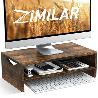 Picture of Zimilar Monitor Stand Riser, 2 Tiers Laptop Computer Monitor Riser for PC Screen, iMac, Desktop Wooden Screen Monitor Stand Riser with Storage Organizer
