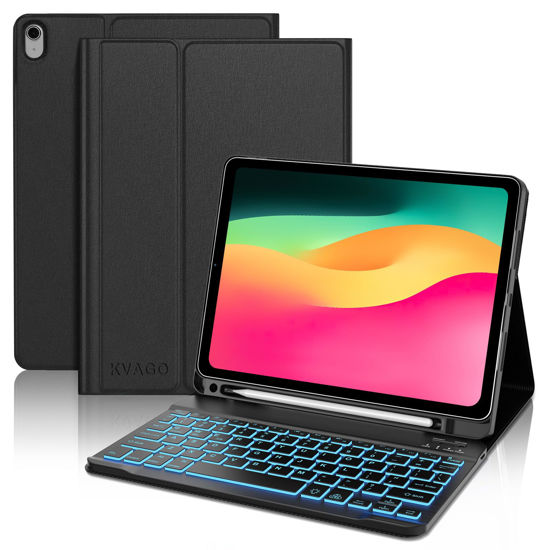 GetUSCart- KVAGO iPad 10th Generation Case with Keyboard 10.9 inch 2022, iPad  10th Gen Keyboard, 7 Color Backlit, Detachable Wireless, Bluetooth Keyboard,  Built-in Pencil Holder, Smart Folio Case, Black