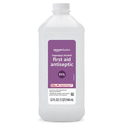Picture of Amazon Basics 91% Isopropyl Alcohol First Aid Antiseptic, 32 Fl Oz (Pack of 1) (Previously Solimo)