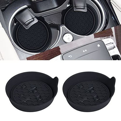 Picture of Amooca Car Cup Coaster Universal Automotive Waterproof Non-Slip Cup Holders Sift-Proof Spill Holder Car Interior Accessories 2 Pack Black